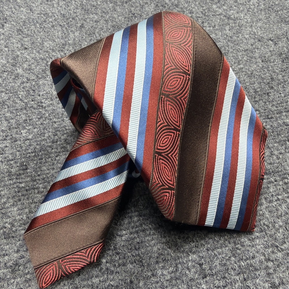 ERMENGILDO ZEGNA Silk Tie Mens Striped Made In Italy, Formal Wedding Office New!